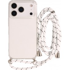Coque iPhone 17 Pro - Gel transparent avec lacet - Blanc tacheté