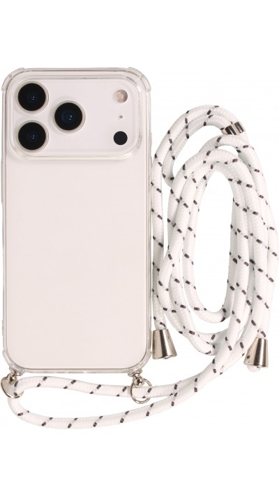 Coque iPhone 17 Pro Max - Gel transparent avec lacet - Blanc tacheté