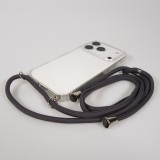 Coque iPhone 17 Pro - Gel transparent avec lacet - Gris