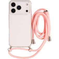 Coque iPhone 17 Pro - Gel transparent avec lacet - Rose