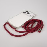 Coque iPhone 17 Pro - Gel transparent avec lacet - Rouge