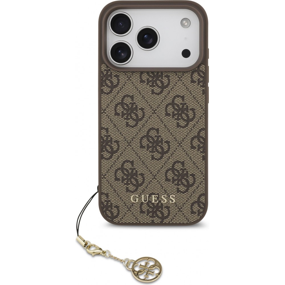 Coque iPhone 17 Pro - Guess 4G charm protection élégante design raffiné accessoire tendance - Brun