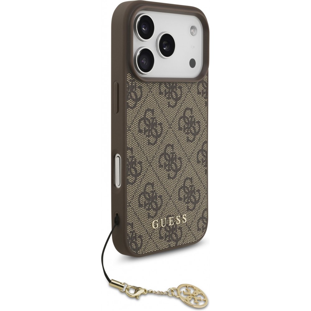 Coque iPhone 17 Pro - Guess 4G charm protection élégante design raffiné accessoire tendance - Brun