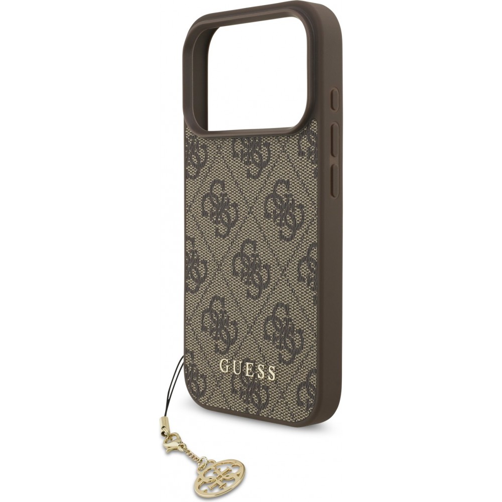 Coque iPhone 17 Pro - Guess 4G charm protection élégante design raffiné accessoire tendance - Brun
