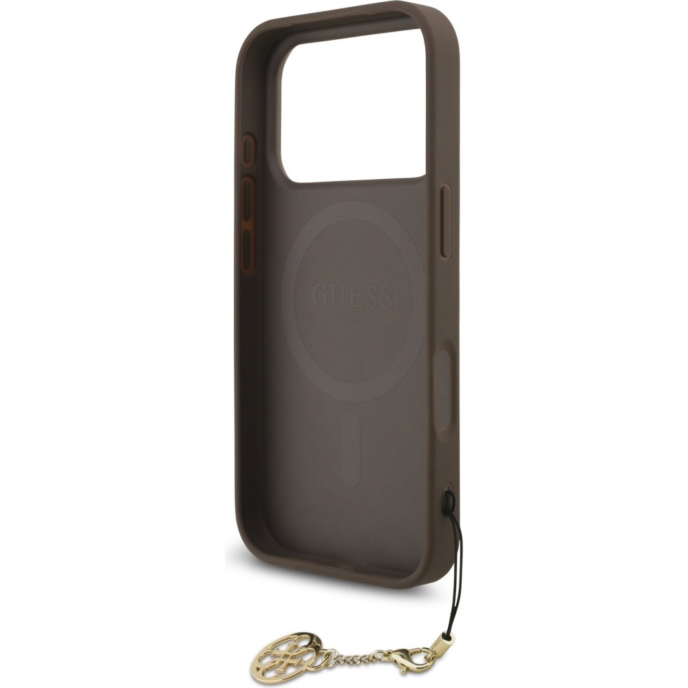 Coque iPhone 17 Pro - Guess 4G charm protection élégante design raffiné accessoire tendance - Brun