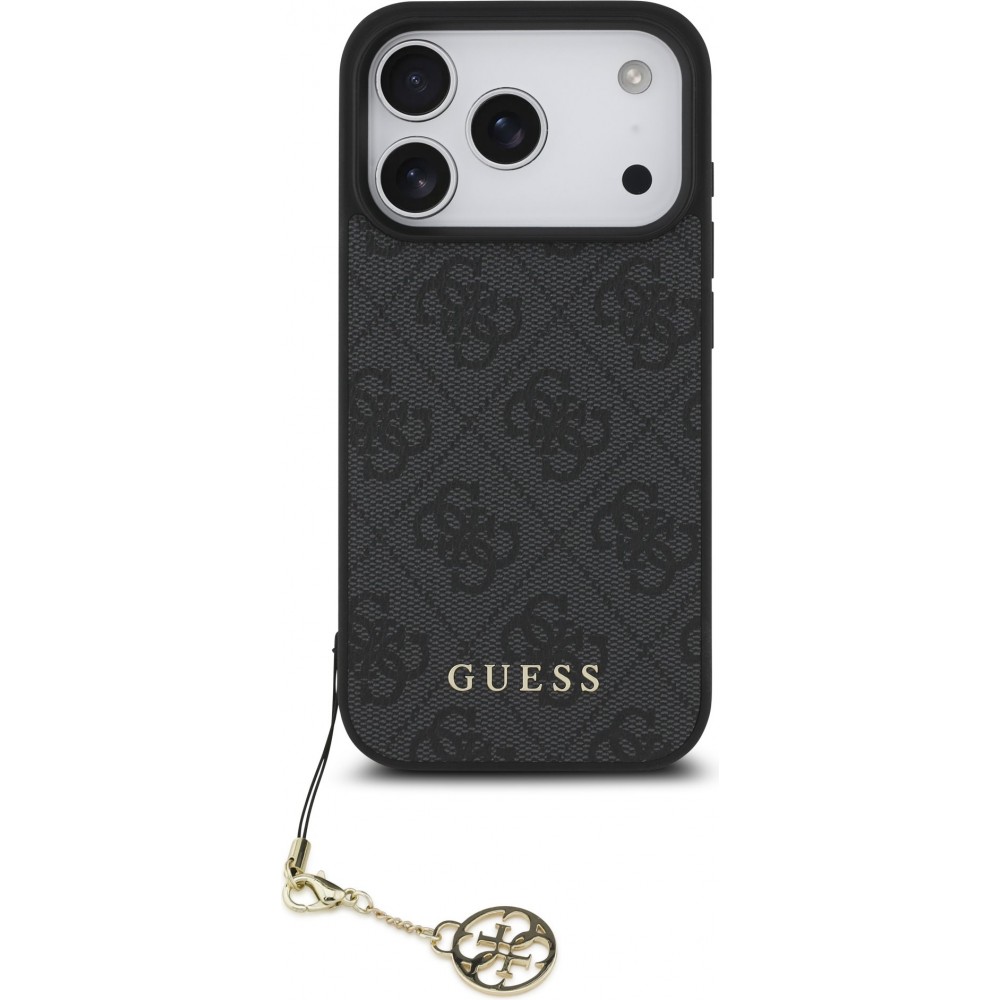 Coque iPhone 17 Pro - Guess 4G charm protection élégante design raffiné accessoire tendance - Gris