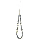 Coque iPhone 17 Pro - Guess IML fleurs avec cha&icirc;ne poignet compatible MagSafe protection &eacute;l&eacute;gante et tendance - Noir