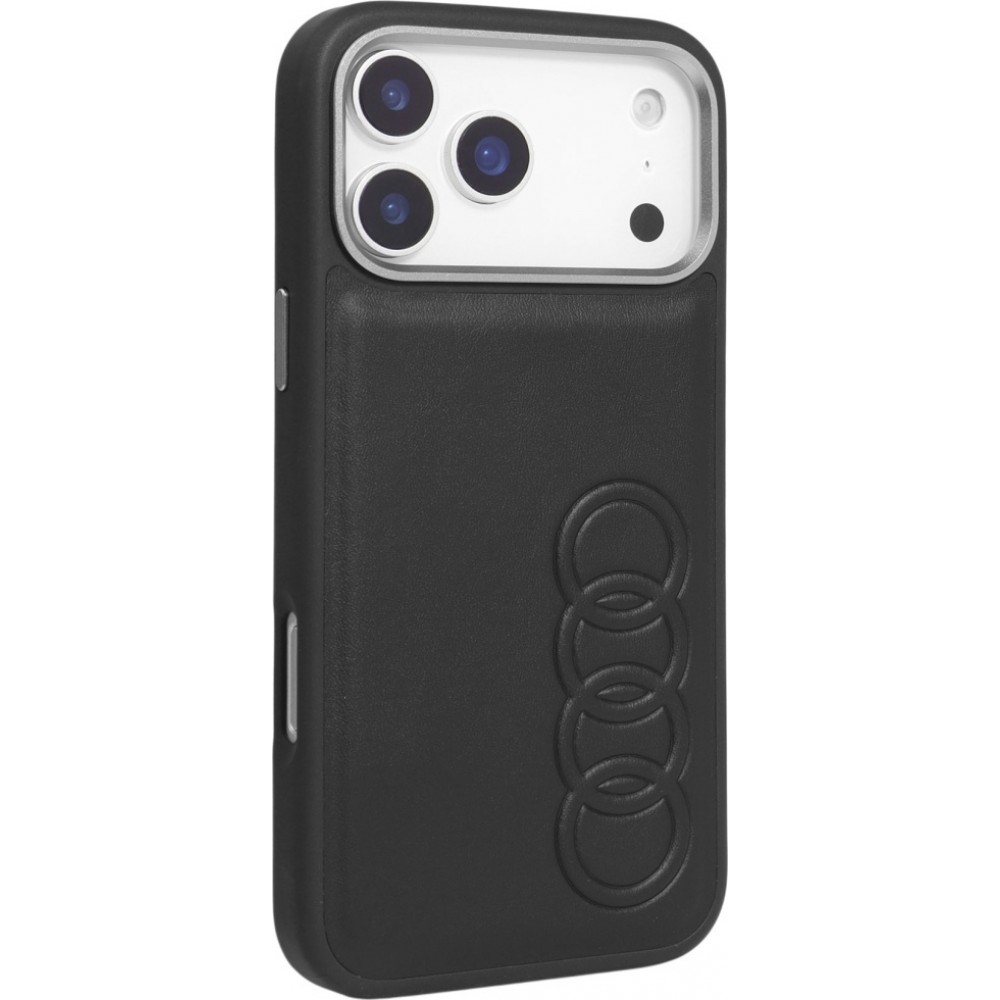 iPhone 17 Pro Max Case Hülle - Audi TT MagSafe Kunstleder mit geprägtem Logo - Schwarz
