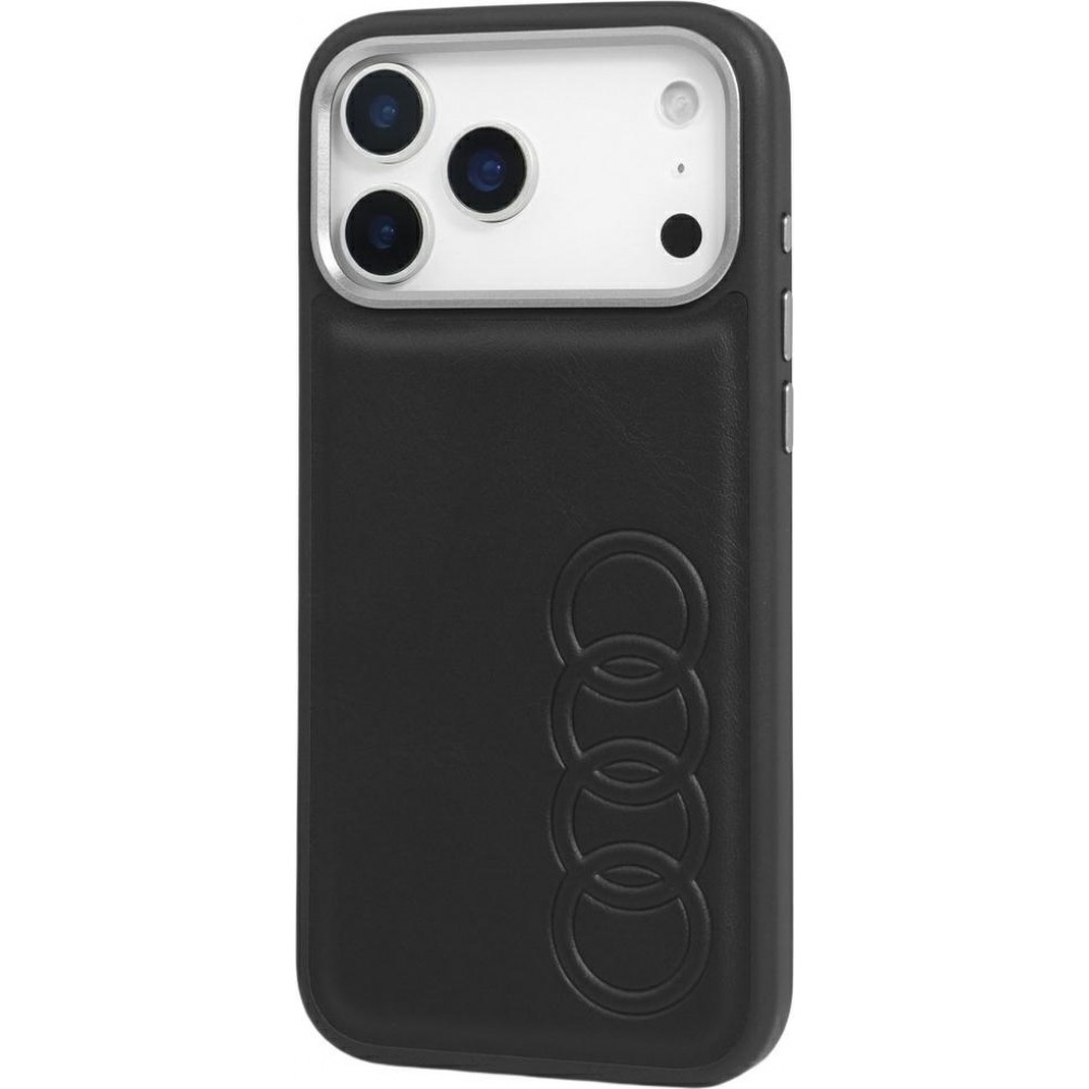 iPhone 17 Pro Max Case Hülle - Audi TT MagSafe Kunstleder mit geprägtem Logo - Schwarz