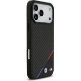 Coque iPhone 17 Pro Max - BMW M Carbon Tricolor Line compatible MagSafe protection premium - Noir