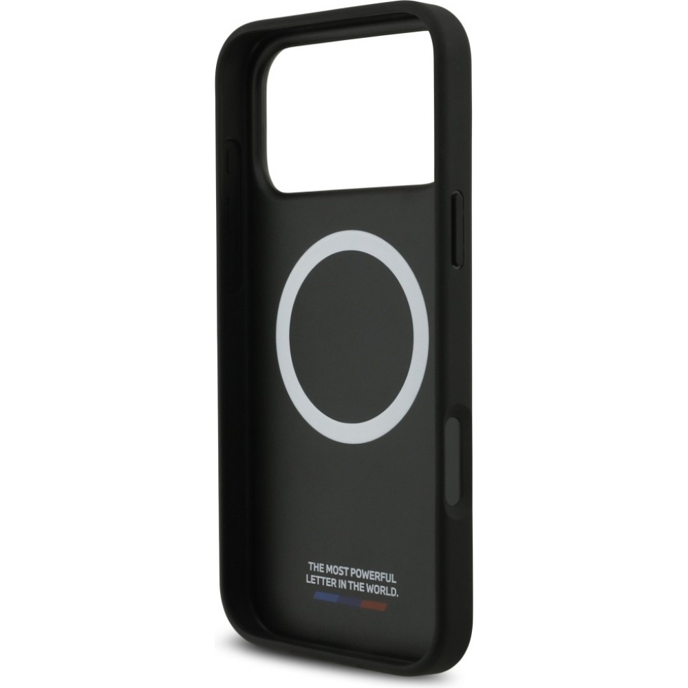 Coque iPhone 17 Pro Max - BMW M Carbon Tricolor Line compatible MagSafe protection premium - Noir