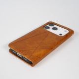 Coque iPhone 17 Pro Max - Flip Géometrique brun clair