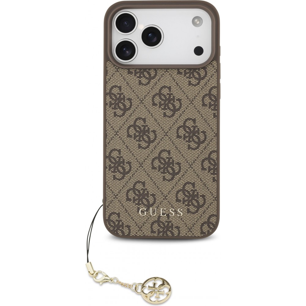 Coque iPhone 17 Pro Max - Guess 4G charm protection élégante design raffiné accessoire tendance - Brun