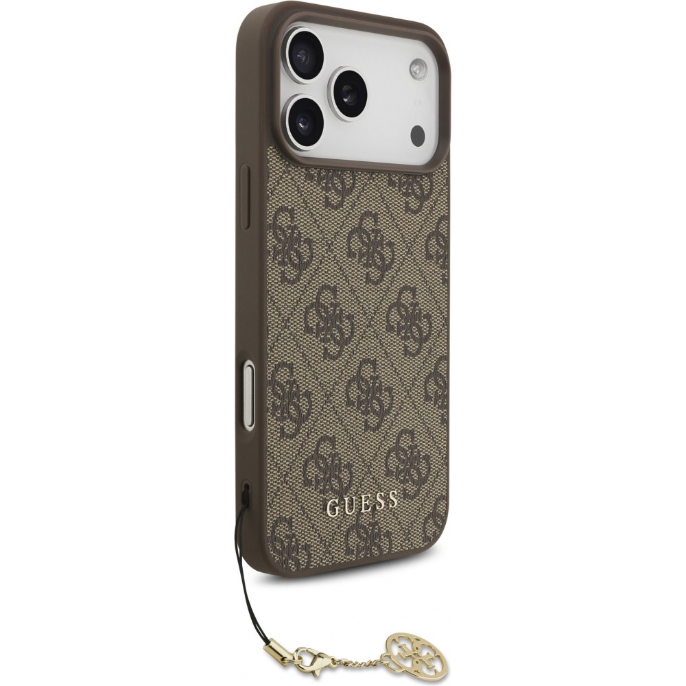 Coque iPhone 17 Pro Max - Guess 4G charm protection élégante design raffiné accessoire tendance - Brun