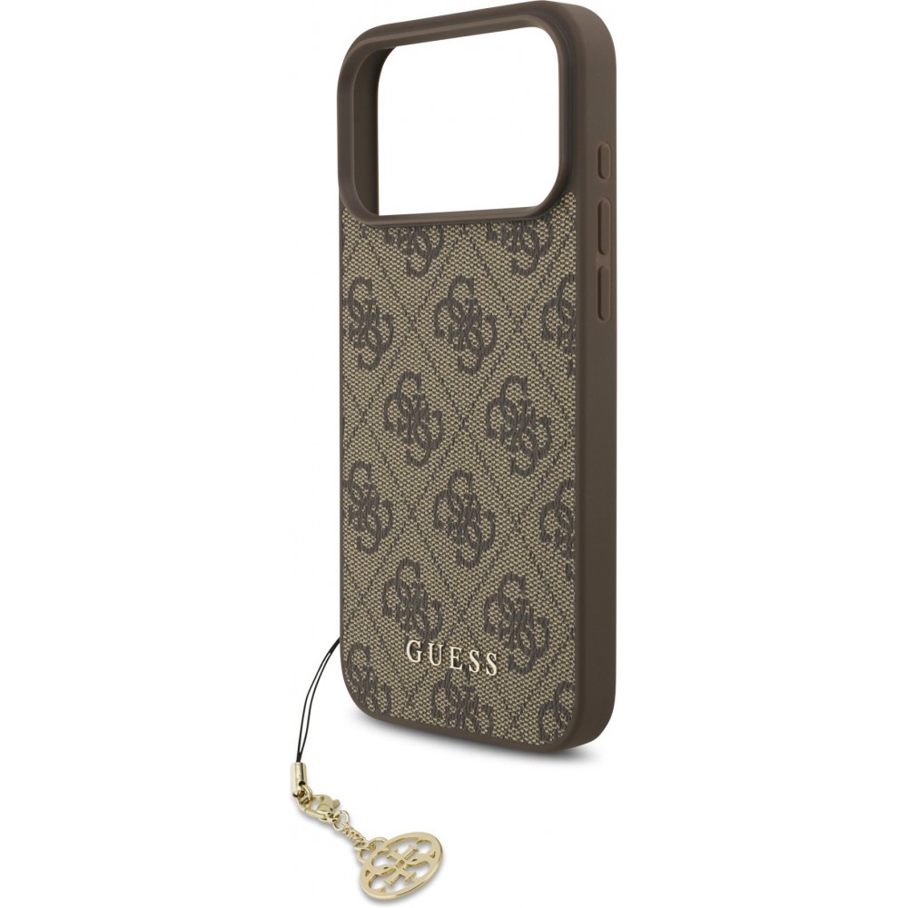 Coque iPhone 17 Pro Max - Guess 4G charm protection élégante design raffiné accessoire tendance - Brun