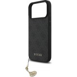 Coque iPhone 17 Pro Max - Guess 4G charm protection élégante design raffiné accessoire tendance - Gris