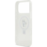 Coque iPhone 17 Pro Max - Karl Lagerfeld et Choupette Ringstand MagSafe avec anneau support - Blanc
