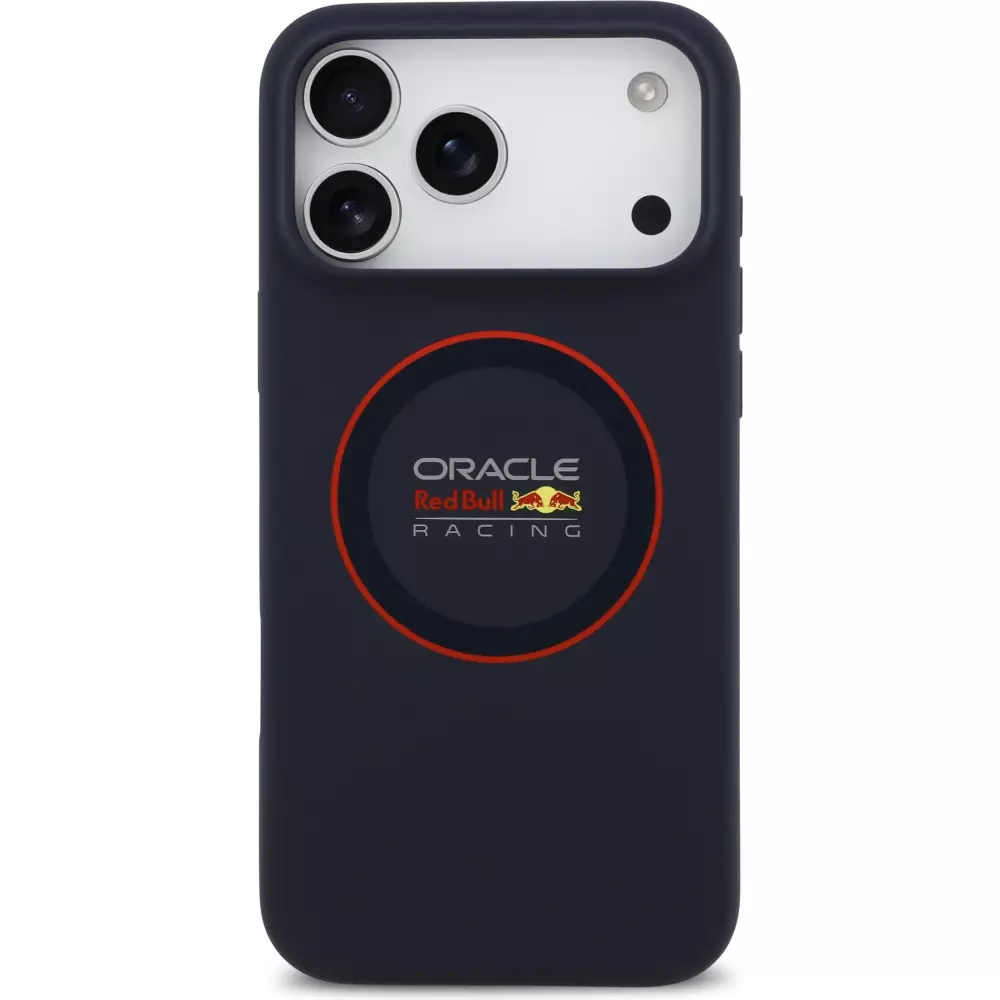 Coque iPhone 17 Pro Max - Red Bull Racing MagSafe en silicone avec anneau rouge - Bleu