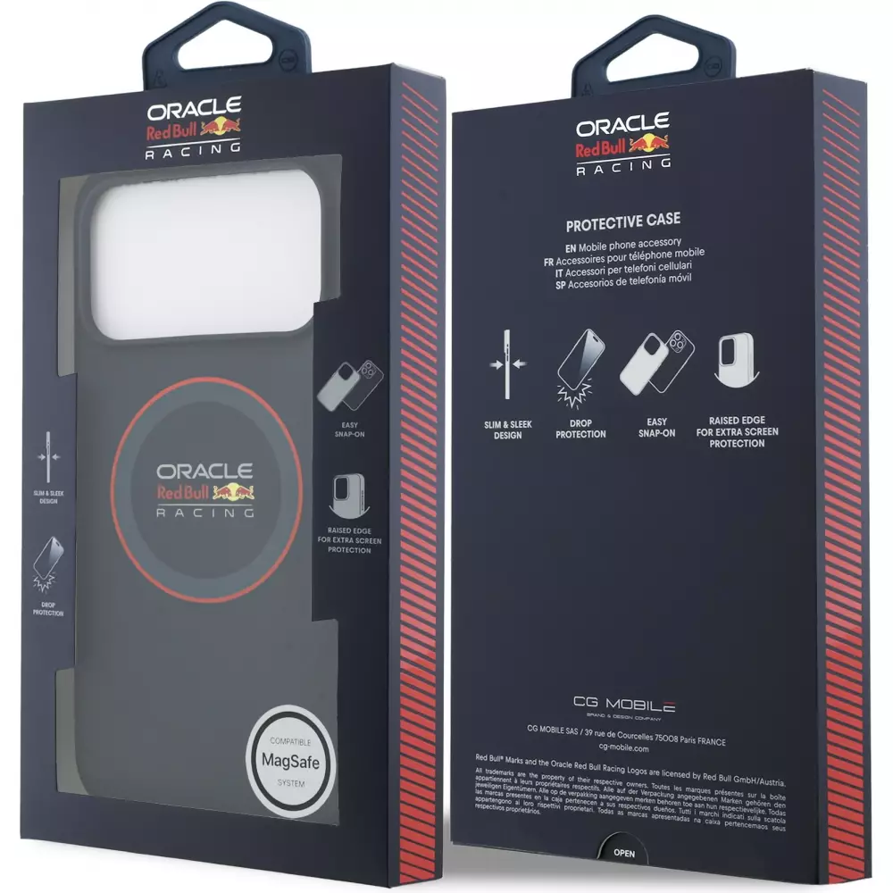 Coque iPhone 17 Pro Max - Red Bull Racing MagSafe en silicone avec anneau rouge - Bleu