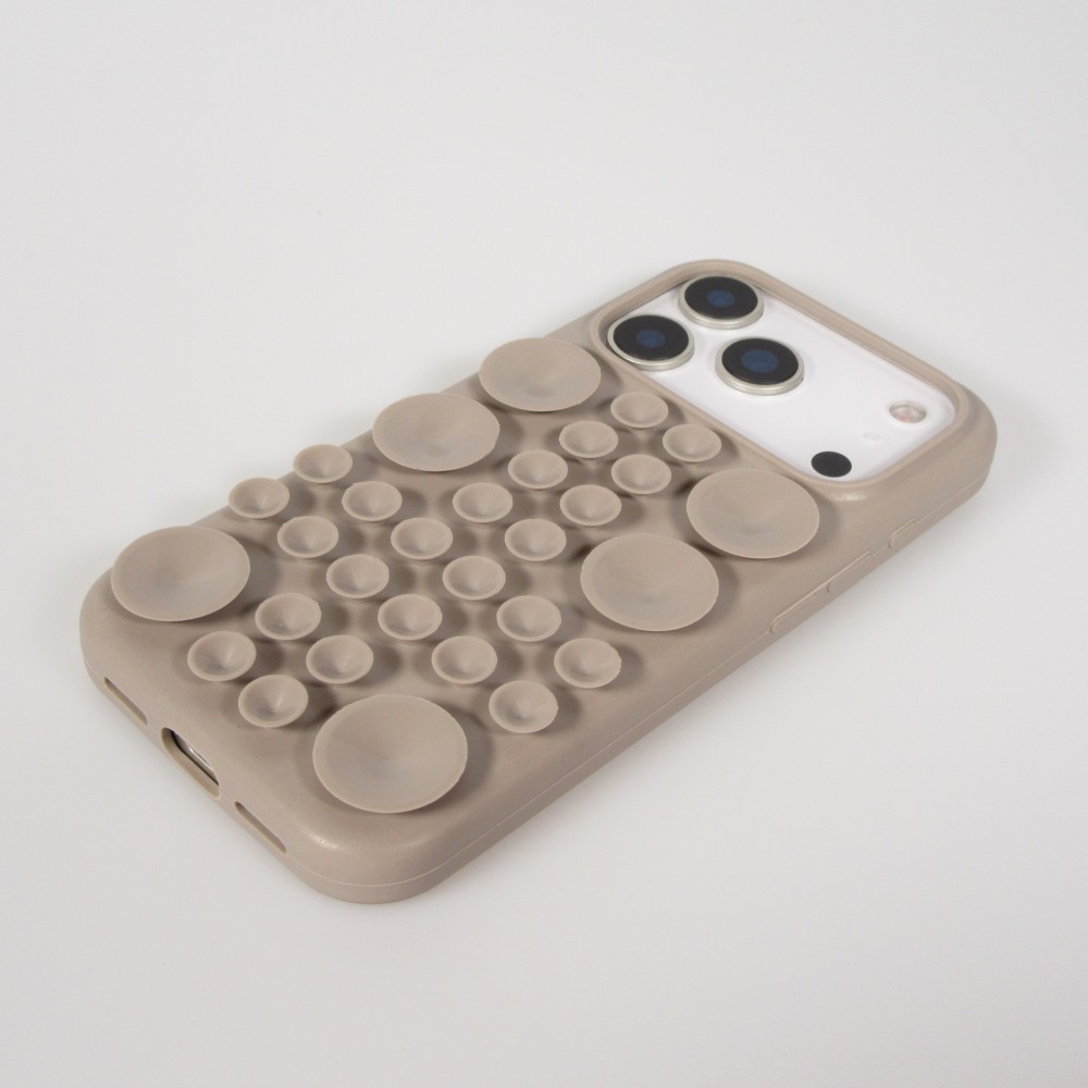Coque iPhone 17 Pro Max - Murale ventouse pastel avec fixation sur surfaces - Brun
