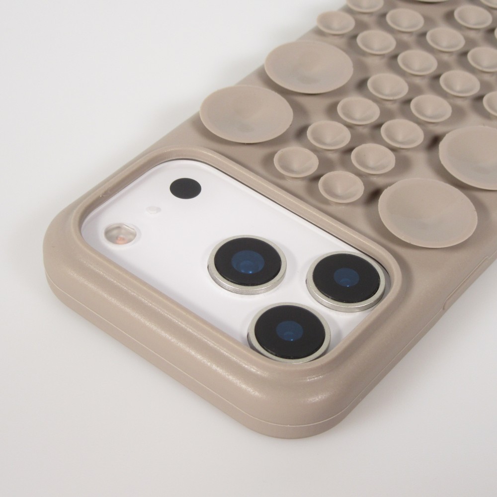 Coque iPhone 17 Pro Max - Murale ventouse pastel avec fixation sur surfaces - Brun