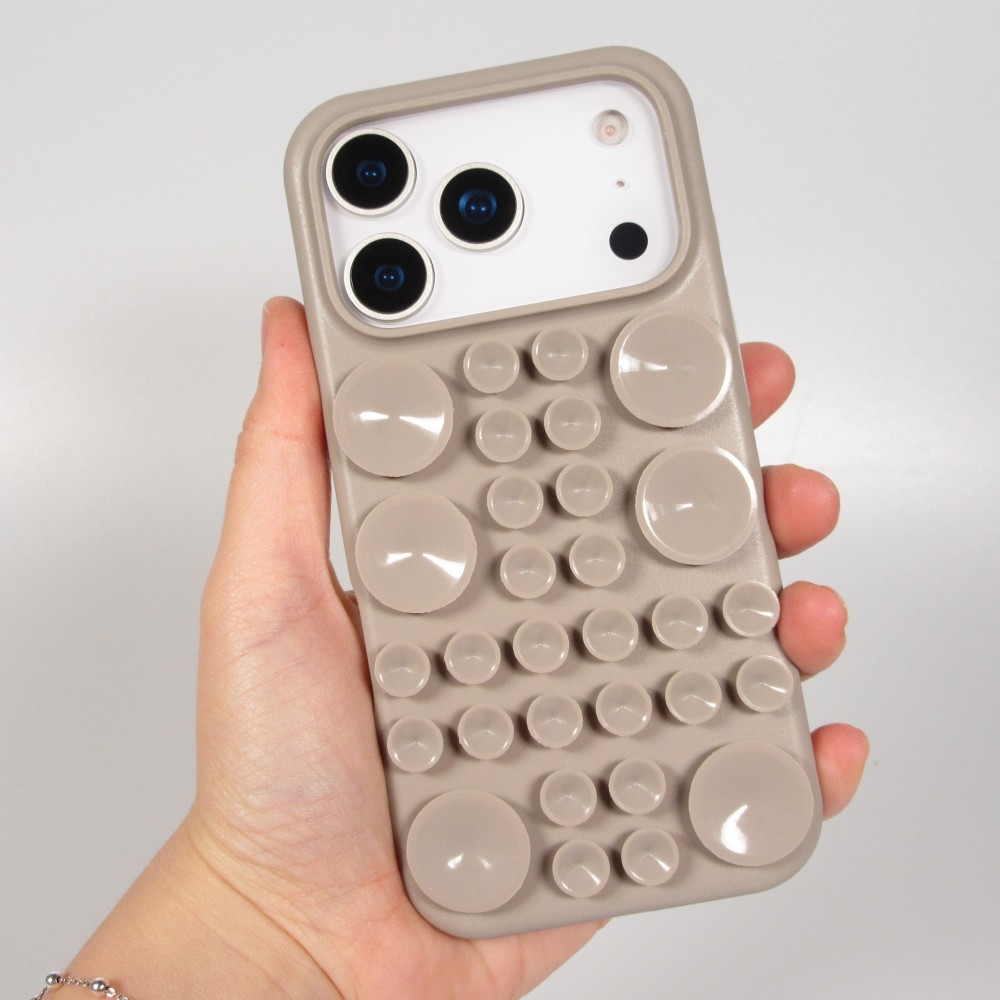 Coque iPhone 17 Pro Max - Murale ventouse pastel avec fixation sur surfaces - Brun