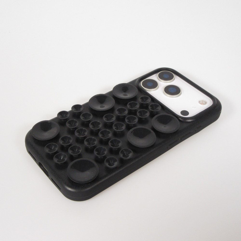 Coque iPhone 17 Pro Max - Murale ventouse pastel avec fixation sur surfaces - Noir