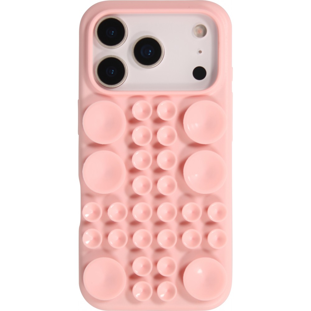 Coque iPhone 17 Pro - Murale ventouse pastel avec fixation sur surfaces - Rose