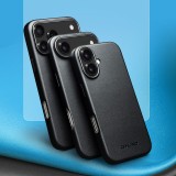 Coque iPhone 17 Pro - Qialino cuir véritable (compatible MagSafe) - Noir