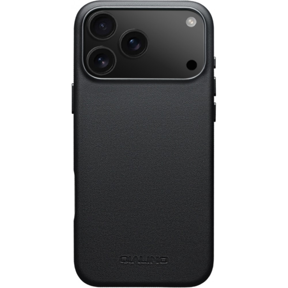 Coque iPhone 17 Pro - Qialino cuir véritable (compatible MagSafe) - Noir