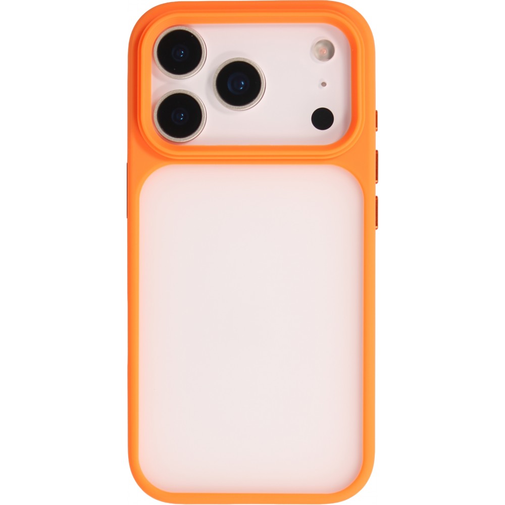 Coque iPhone 17 Pro - SiliconeEdge antichoc avec renfort silicone boutons m&eacute;tal et protection de batterie - Orange