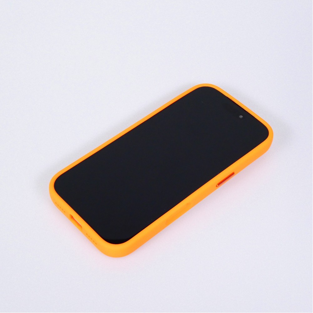 Coque iPhone 17 Pro - SiliconeEdge antichoc avec renfort silicone boutons m&eacute;tal et protection de batterie - Orange
