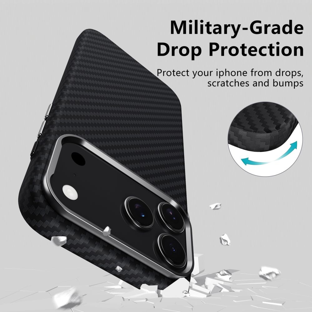 Coque iPhone 17 Pro - Tech-Protect Ion Carbon compatible avec MagSafe durable et légère - Argent
