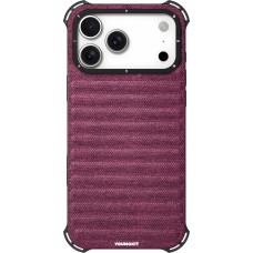 Coque iPhone 17 Pro Max - Youngkit Canvas en tissu et coins renforcés en silicone compatible MagSafe - Bordeaux