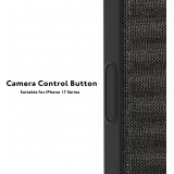 Coque iPhone 17 Pro Max - Youngkit Canvas en tissu et coins renforcés en silicone compatible MagSafe - Gris