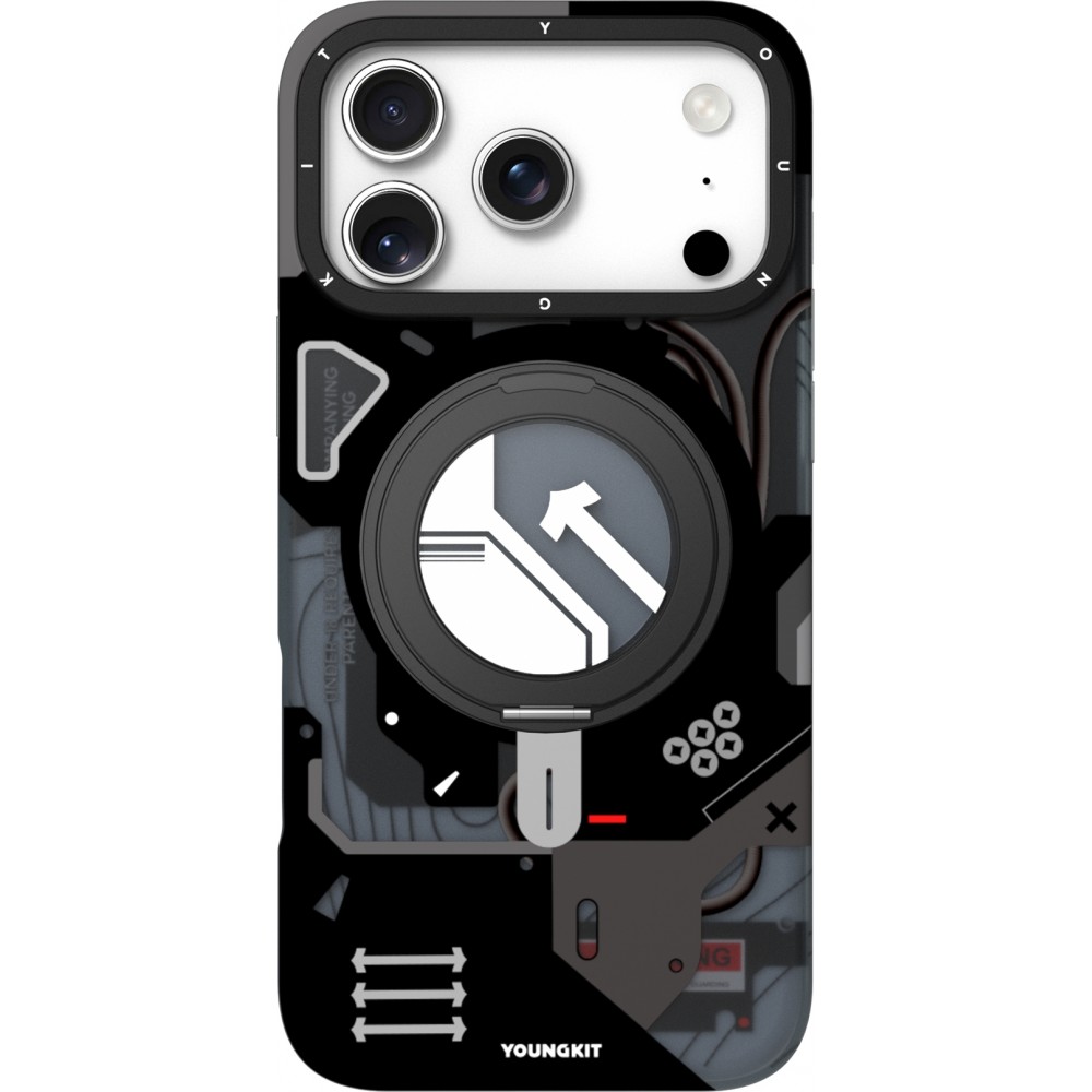 iPhone 17 Pro Max Case Hülle - Youngkit Starship mit 360° MagSafe Standring - Schwarz