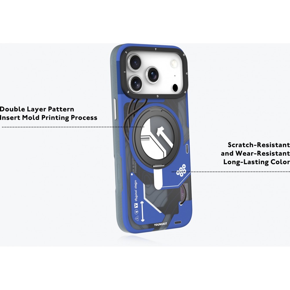 iPhone 17 Pro Max Case Hülle - Youngkit Starship mit 360° MagSafe Standring - Schwarz