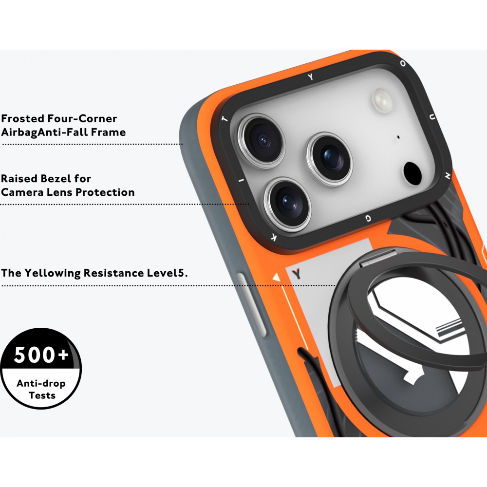 iPhone 17 Pro Max Case Hülle - Youngkit Starship mit 360° MagSafe Standring - Schwarz