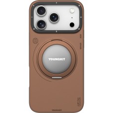 Coque iPhone 17 Pro - Youngkit Technology Leather 360° Rotating stand MagSafe - Brun