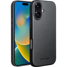 Hülle iPhone 17 - Qialino Echtleder (MagSafe kompatibel) - Schwarz