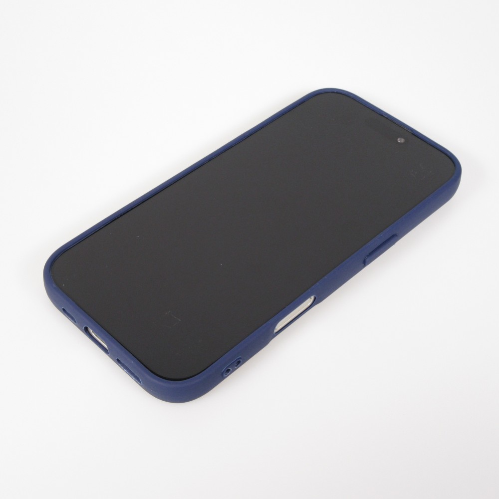 Coque iPhone 17 - Relief ondulé en silicone souple style original et minimaliste - Bleu