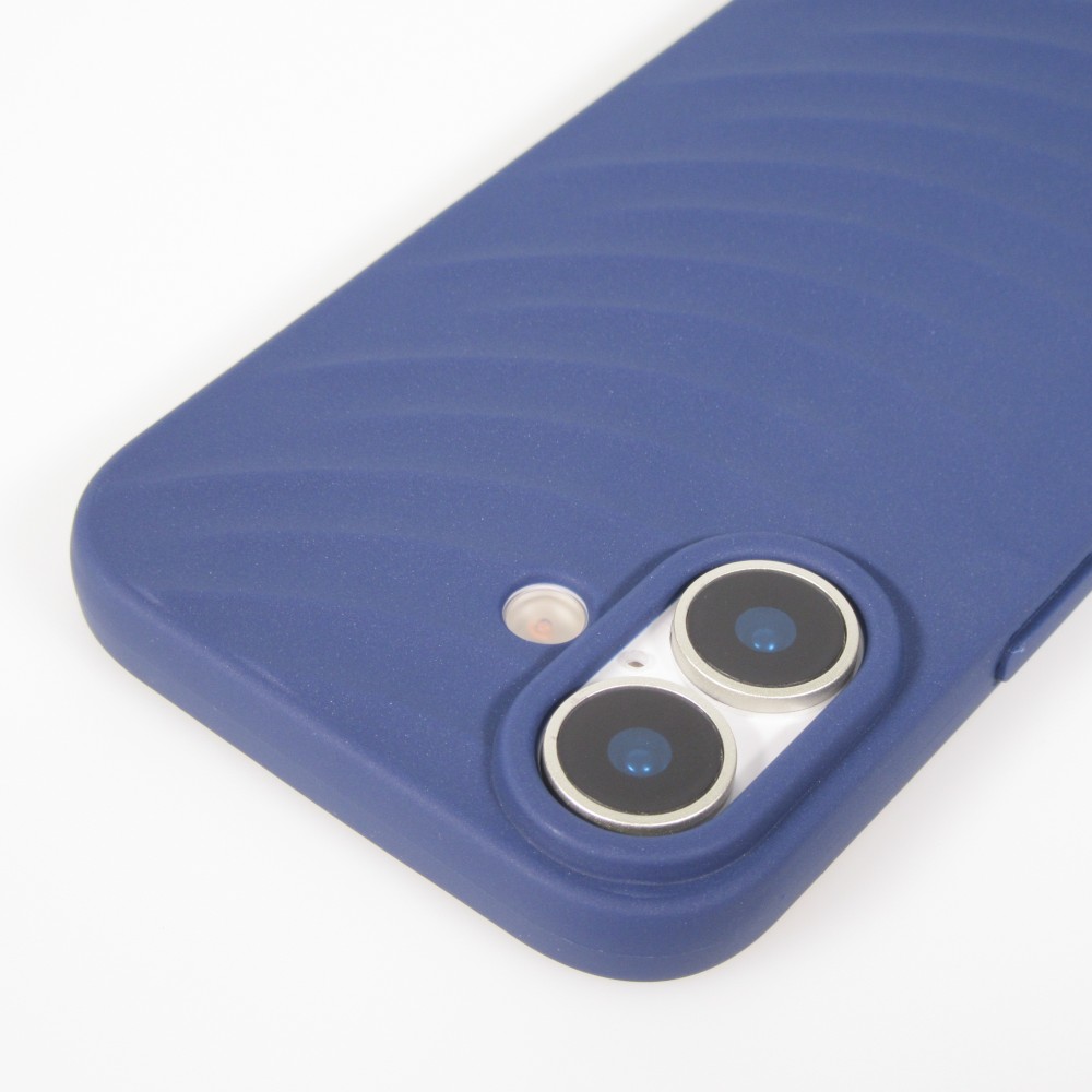 Coque iPhone 17 - Relief ondulé en silicone souple style original et minimaliste - Bleu