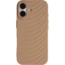 Coque iPhone 17 - Relief ondulé en silicone souple style original et minimaliste - Brun