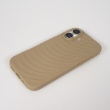 Coque iPhone 17 - Relief ondulé en silicone souple style original et minimaliste - Brun
