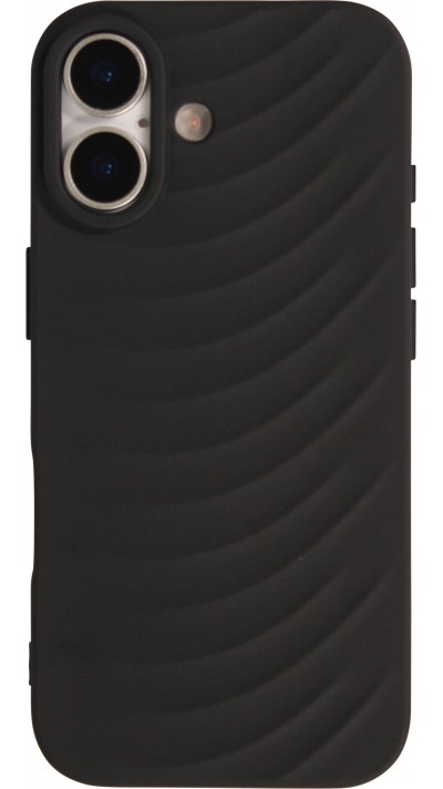 Coque iPhone 17 - Relief ondulé en silicone souple style original et minimaliste - Noir