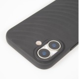 Coque iPhone 17 - Relief ondulé en silicone souple style original et minimaliste - Noir