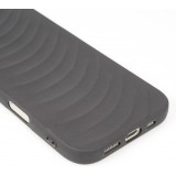Coque iPhone 17 - Relief ondulé en silicone souple style original et minimaliste - Noir