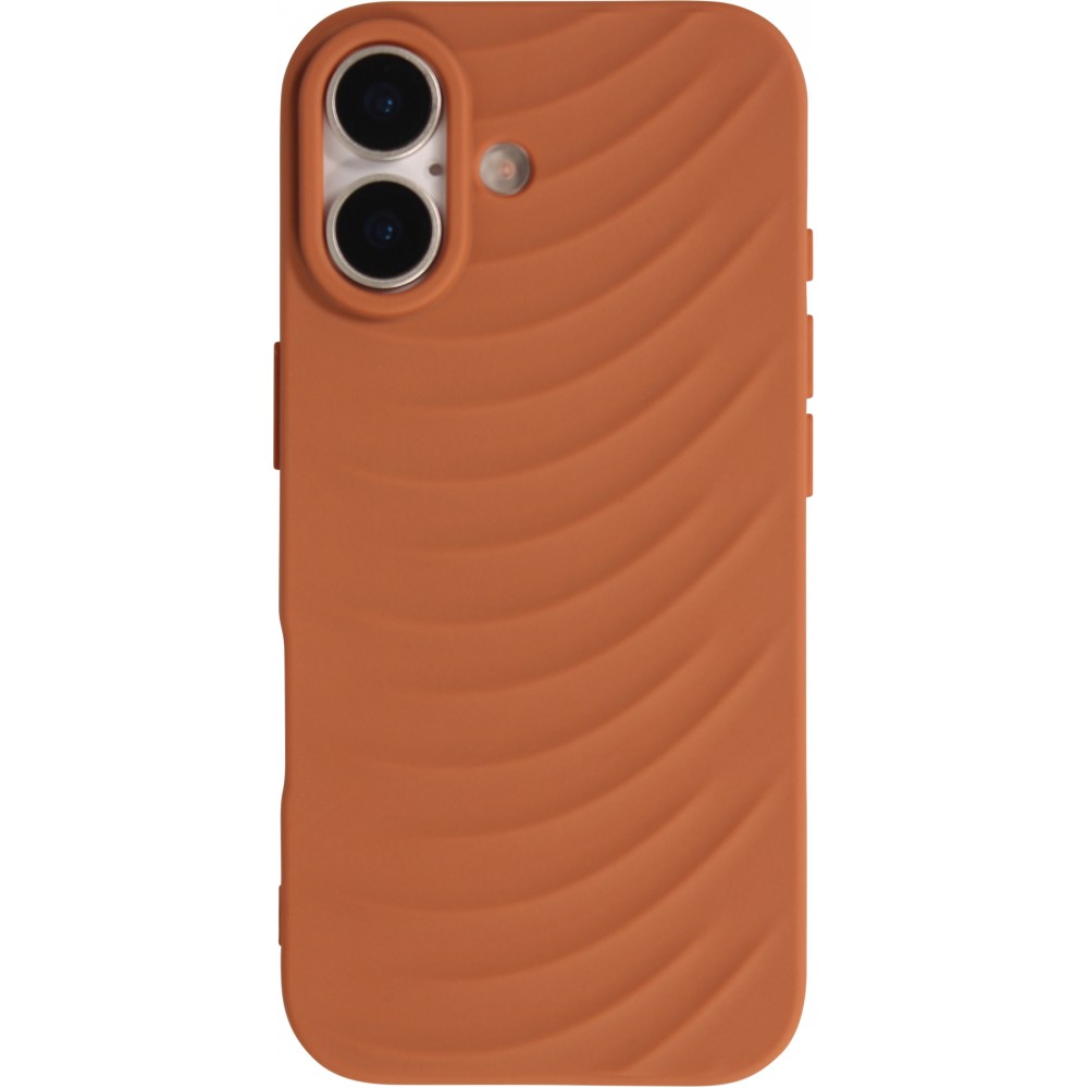 Coque iPhone 17 - Relief ondulé en silicone souple style original et minimaliste - Terracotta