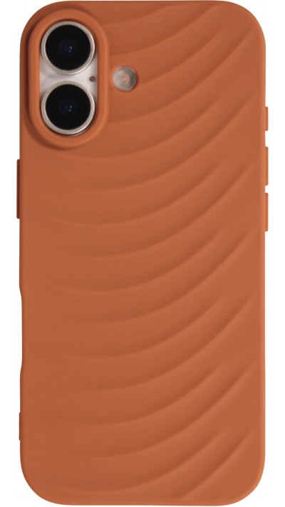 Coque iPhone 17 - Relief ondulé en silicone souple style original et minimaliste - Terracotta