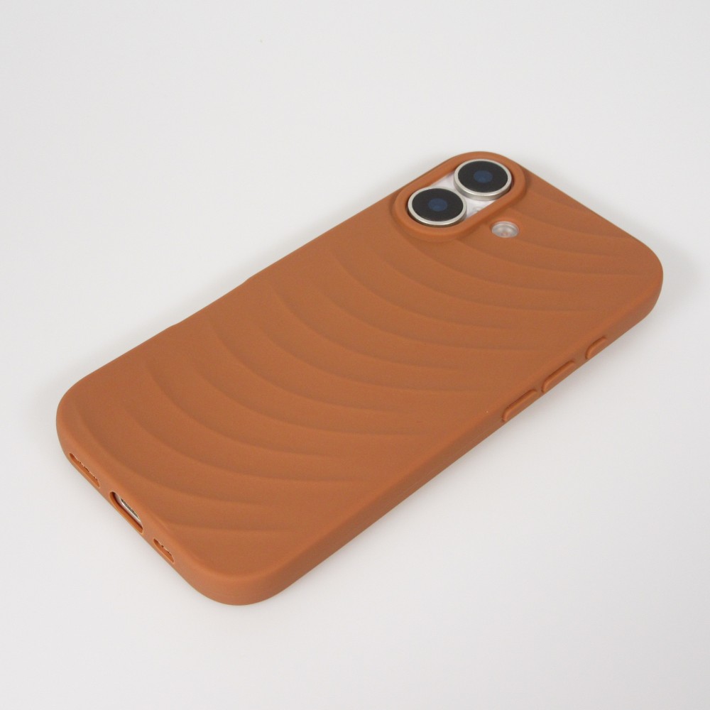 Coque iPhone 17 - Relief ondulé en silicone souple style original et minimaliste - Terracotta